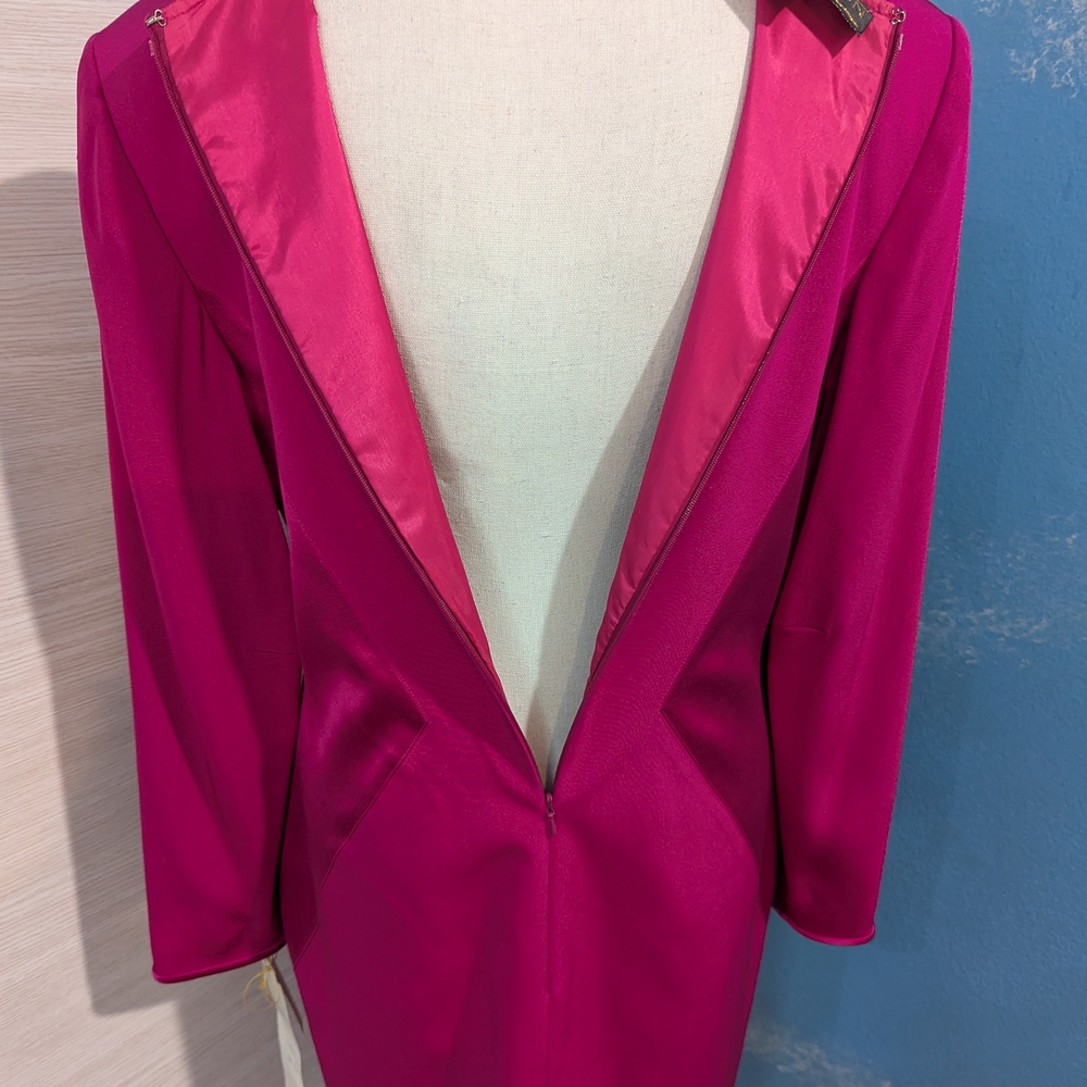 STARINGTON Vintage Pink Sheath Dress Long Sleeve Crew Neck, size 8, 100% silk - Picture 9 of 12